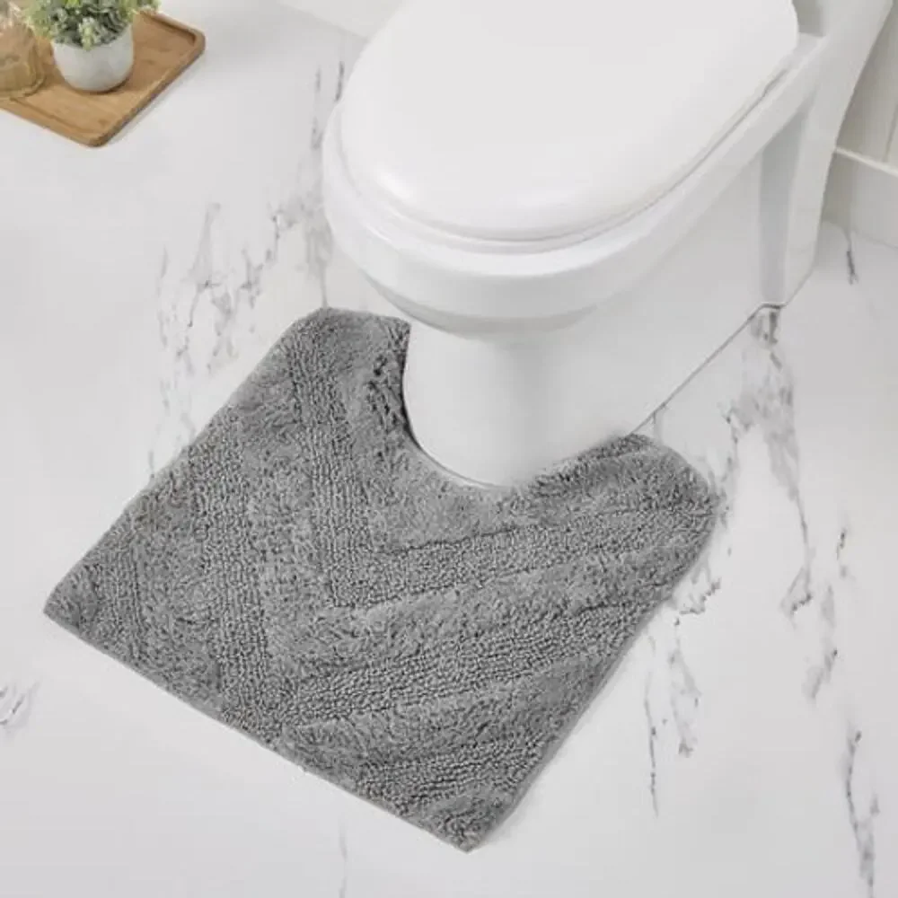 Better Trends Hugo Gray 100% Cotton Contour Bath Rug Toilet Mat 20x20 NEW